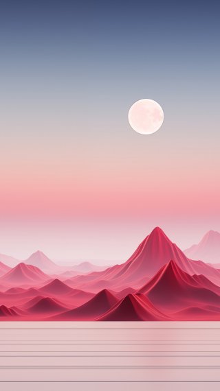 3D Landscape Mountains Moon Wallpaper