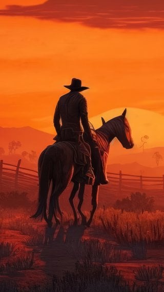 Sunset horse ride Red Dead Redemption Wallpaper