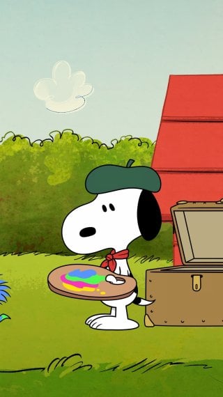 Snoopy y Pajarito Emilio pintando arte Fondo de pantalla