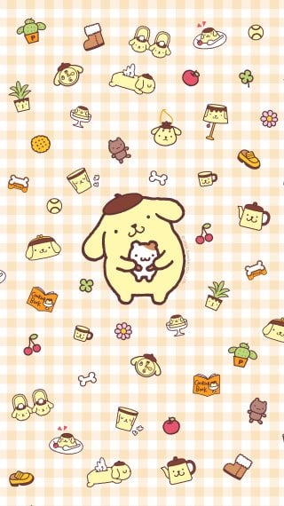 Pompompurin design in pattern Wallpaper