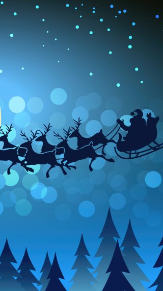 Illustration Santa Claus over the forest Wallpaper