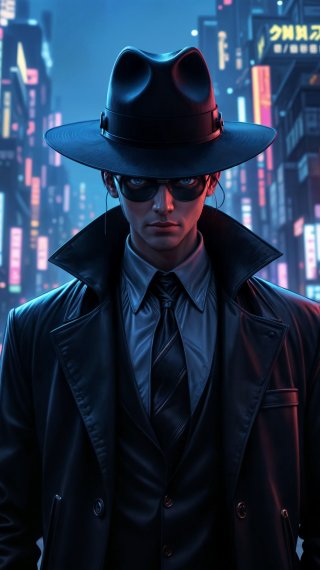 Detective in the city at night Wallpaper