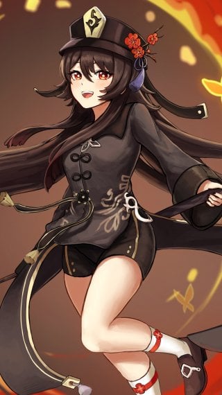 Chica anime Hu Tao de Genshin Impact Fondo de pantalla