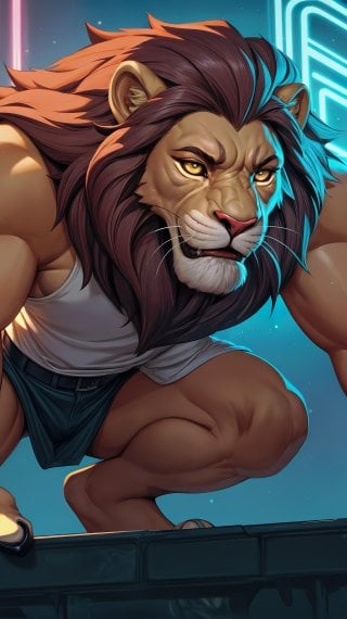 Illustration of Lion Man in the city Wallpaper