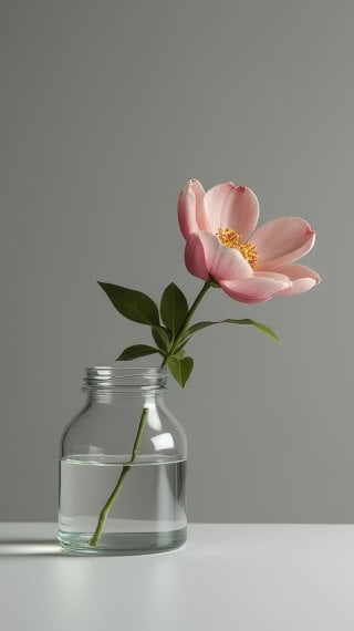 Photograph of flowers in a vase against a gray background Wallpaper