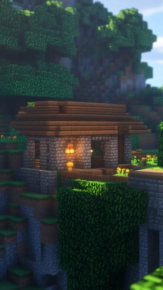 Minecraft house in the middle of the jungle Wallpaper
