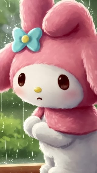 My melody in the window watching the rain Wallpaper