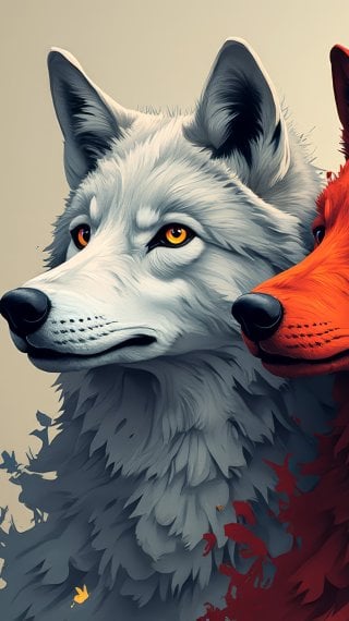 Arte Lobos de colores Fondo de pantalla