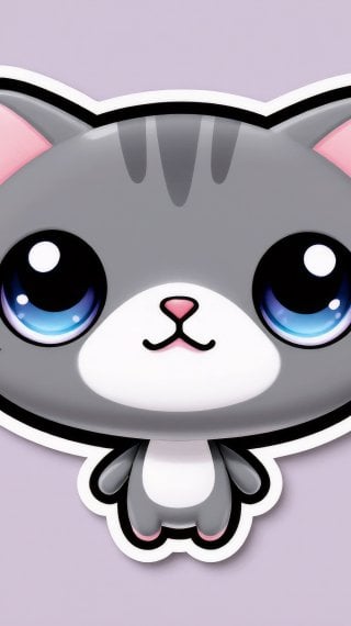 Gatito gris kawaii Fondo de pantalla