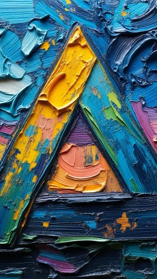 Impasto triangle brushstrokes of paint Wallpaper