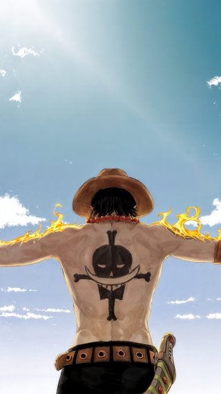 Portgas D. Ace among a landscape of clouds Wallpaper