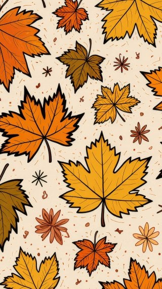 Hojas de otoño con un bonito patrón Fondo de pantalla