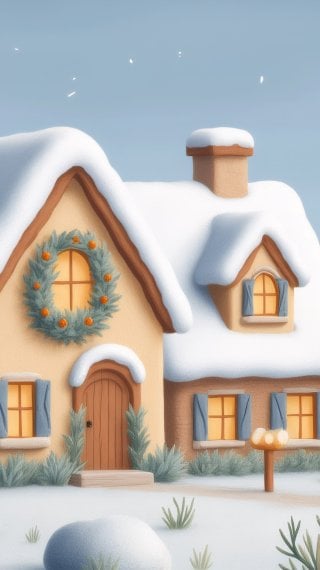 Christmas house in the forest Wallpaper