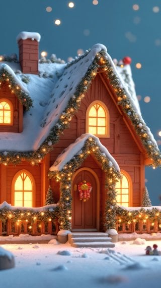 Realistic 3D Christmas House Model Wallpaper