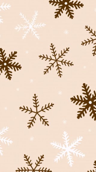 Brown snowflake Christmas pattern V2 Wallpaper