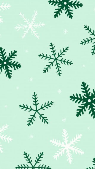 Green snowflake Christmas pattern V2 Wallpaper