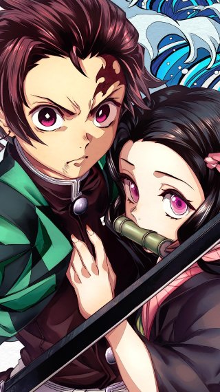 Tanjiro y Nezuko de Kimetsu no Yaiba Fondo de pantalla