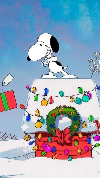 Snoopy recibiendo regalo de Charlie Brown Fondo de pantalla
