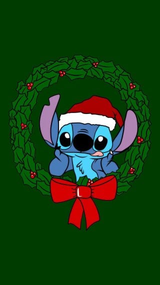 Stitch Christmas Advent Wreath Green background Wallpaper