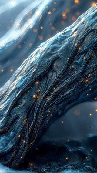 Futuristic digital art with flowing lines, metallic materials, and lights Wallpaper