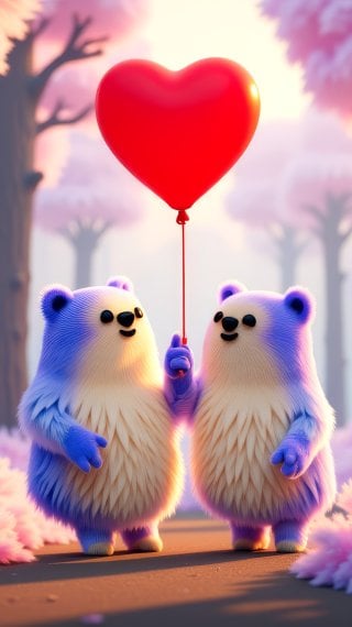 Animation of a couple in love in a landscape Wallpaper