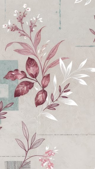 Arte botánico floral y hojas con cuadros texturizados Fondo de pantalla