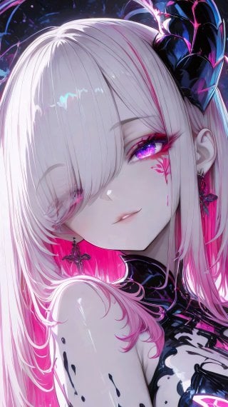 Anime Girl with White Hair and Butterflies Wallpaper