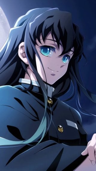 Muichiro Tokito under Full Moon Wallpaper