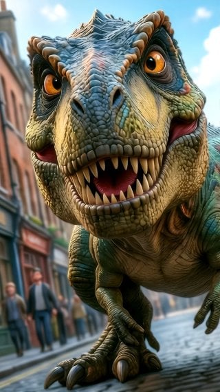 Dinosaurio 3D adorable en Londres Fondo de pantalla