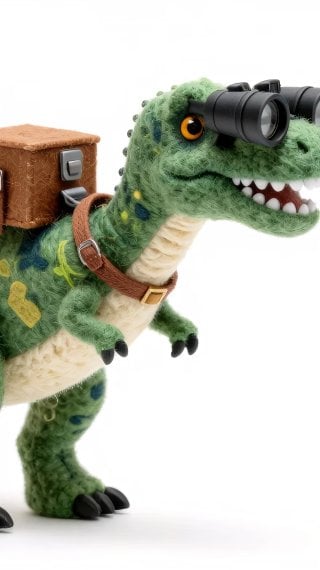 Dinosaurio explorador de fieltro con binoculares Fondo de pantalla