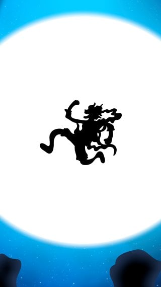 Luffy Gear 5 jumping under the moon Wallpaper
