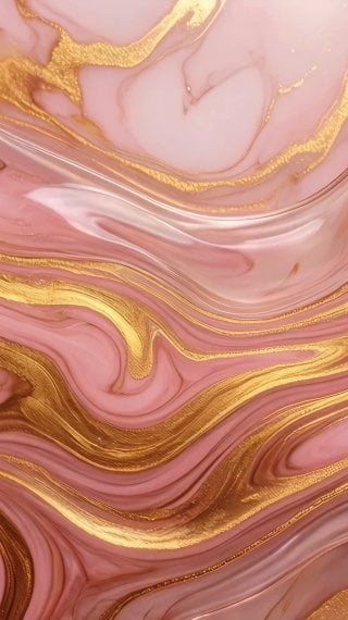 Pastel Pink Fluid Texture with Gold Veins Wallpaper