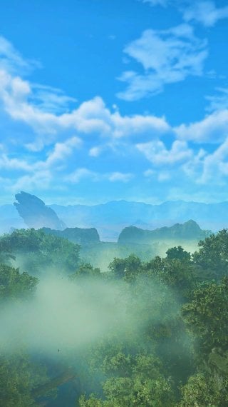 Paisaje de la selva cubierta por la niebla - Monster Hunter Wilds Fondo de pantalla
