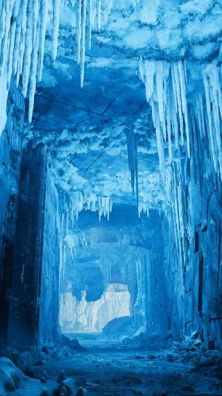 Blue Ice Cave - Monster Hunter Wilds Wallpaper