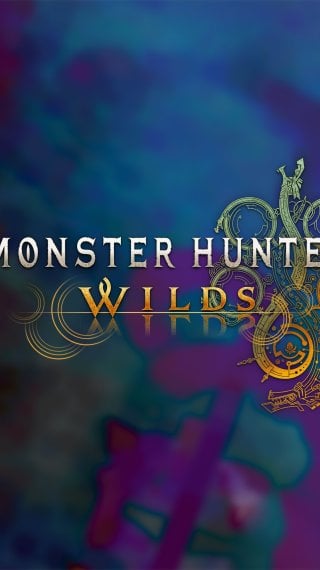 Monster Hunter Wilds Logo - Blue, Purple, and Orange Background Wallpaper