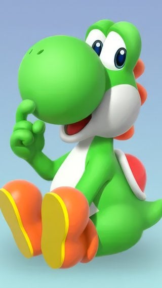 Yoshi en fondo azul Fondo de pantalla