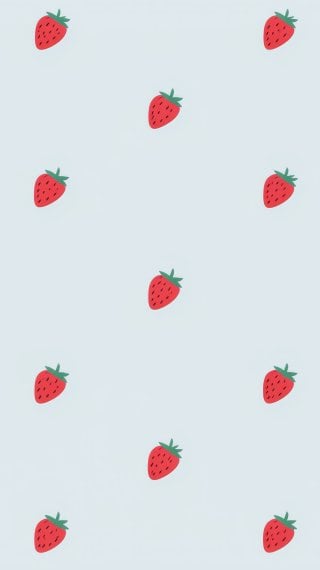 Patrón de fresas minimalista en fondo Azul - Aesthetic Fondo de pantalla
