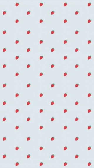 Patrón de pequeñas fresas minimalista en fondo Azul - Aesthetic Fondo de pantalla