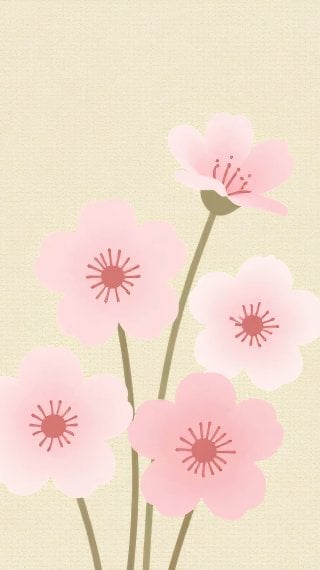 Ilustración floral minimalista sobre textura de lino - Aesthetic Fondo de pantalla