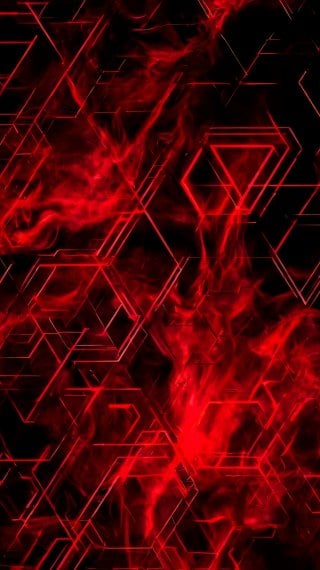 Patrón abstracto de hexágonos rojos con fuego - Arte digital Fondo de pantalla