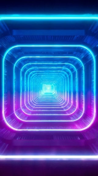 Infinite sci-fi portal with neon lights Wallpaper