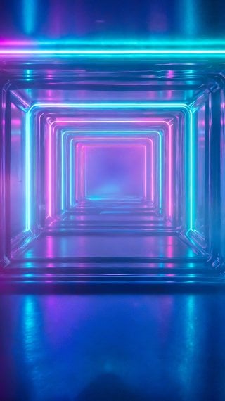 Futuristic tunnel with neon lights Wallpaper
