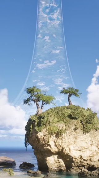 Halo: Combat Evolved - Tropical Beach with Rock Formations Wallpaper