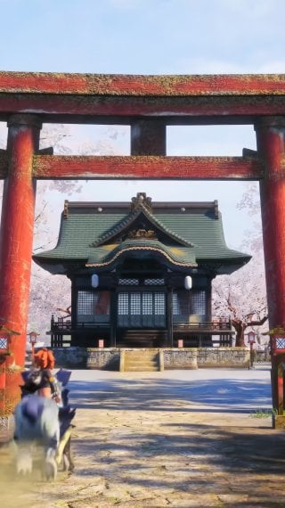 Palworld  - Sakura Dancing Shrine on Sakurajima Island Wallpaper