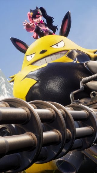 Grizzbolt with a Heavy Machine Gun - Palworld Wallpaper