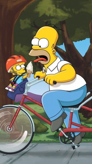 The simpsons in bicycle Wallpaper