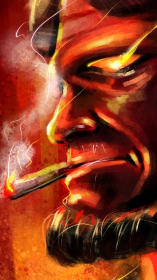 Hellboy con cigarro Fondo de pantalla