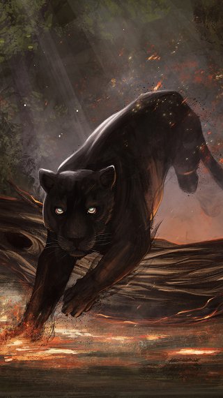 Ilustración Jaguar Negro Fondo de pantalla