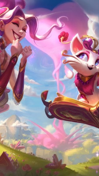 Jinx y Yuumi de League of Legends Fondo de pantalla