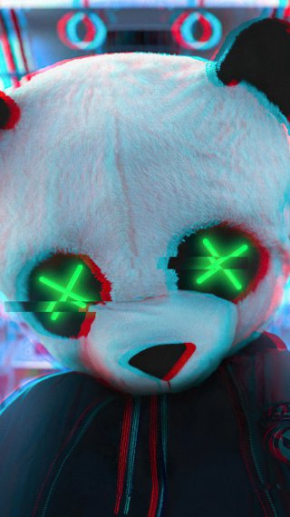 Máscara de Panda en tren Fondo de pantalla